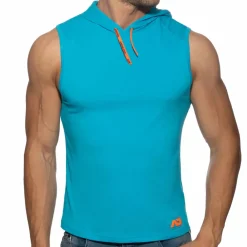 Addicted Débardeurs-Débardeur à Capuche Bande Logo Bleu