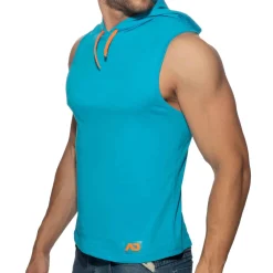 Addicted Débardeurs-Débardeur à Capuche Bande Logo Bleu