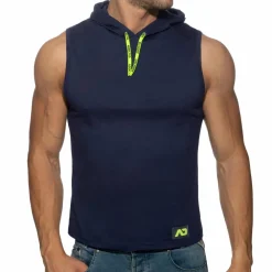 Addicted Débardeurs-Débardeur à Capuche Bande Logo Bleu Marine