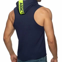 Addicted Débardeurs-Débardeur à Capuche Bande Logo Bleu Marine