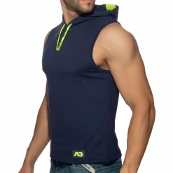 Addicted Débardeurs-Débardeur à Capuche Bande Logo Bleu Marine