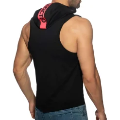 Addicted Débardeurs-Débardeur à Capuche Bande Logo Noir