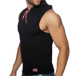 Addicted Débardeurs-Débardeur à Capuche Bande Logo Noir