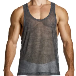 Modus Vivendi Débardeurs-Débardeur Abstract Résille Gris Anthracite