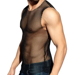 ES Collection Tenues Sexy|Débardeurs-Débardeur Beachy Résille Noir