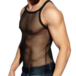 ES Collection Tenues Sexy|Débardeurs-Débardeur Beachy Strap Résille Noir