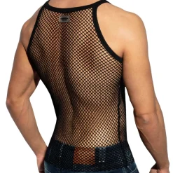 ES Collection Tenues Sexy|Débardeurs-Débardeur Beachy Strap Résille Noir