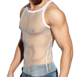 ES Collection Tenues Sexy|Débardeurs-Débardeur Beachy Strap Résille Blanc