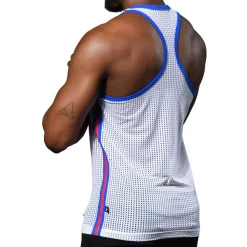 Andrew Christian Débardeurs-Débardeur Col Carré en Mesh Blanc