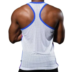 Andrew Christian Débardeurs-Débardeur Col Carré en Mesh Blanc