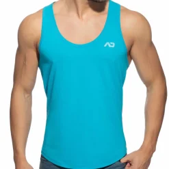 Addicted Débardeurs-Débardeur Col U Coton Bleu Turquoise