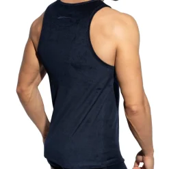 ES Collection Hauts|Débardeurs-Débardeur Coton Eponge Bleu Marine