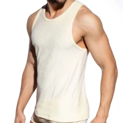 ES Collection Hauts|Débardeurs-Débardeur Coton Eponge Ivoire
