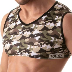 TOF Paris Débardeurs-Débardeur Crop Iconic Camouflage Kaki