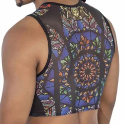 CandyMan Débardeurs-Débardeur Crop Vitrail Noir