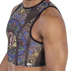 CandyMan Débardeurs-Débardeur Crop Vitrail Noir