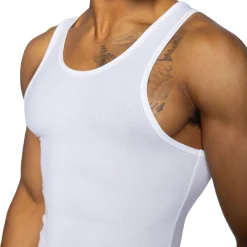 Bike Débardeurs-Débardeur Côtelé Blanc