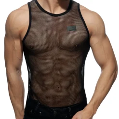 Addicted Tenues Sexy|Débardeurs-Débardeur C-Through Mesh Noir