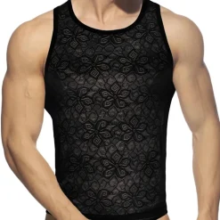 Addicted Tenues Sexy|Débardeurs-Débardeur Dentelle Florale Noir