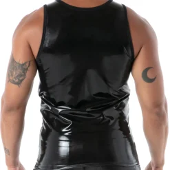 TOF Paris Tenues Sexy|Débardeurs-Débardeur en Latex Seconde Peau Noir