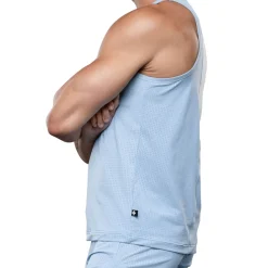 Andrew Christian Débardeurs-Débardeur Gym Mesh Breeze Bleu Clair