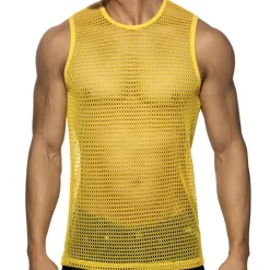 Addicted Tenues Sexy|Débardeurs-Débardeur Maille Ajourée - Jaune