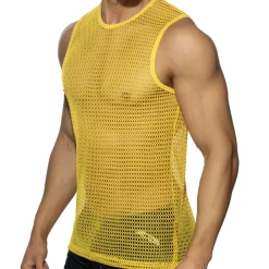 Addicted Tenues Sexy|Débardeurs-Débardeur Maille Ajourée - Jaune