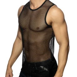 Addicted Tenues Sexy|Débardeurs-Débardeur Maille Ajourée - Noir