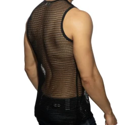 Addicted Tenues Sexy|Débardeurs-Débardeur Maille Ajourée - Noir