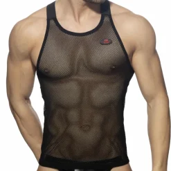 AD Fetish Tenues Sexy|Débardeurs-Débardeur Mesh Ring Noir