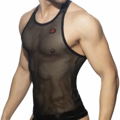AD Fetish Tenues Sexy|Débardeurs-Débardeur Mesh Ring Noir