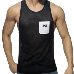 Addicted Débardeurs-Débardeur Poche Contrastée - Noir - Blanc