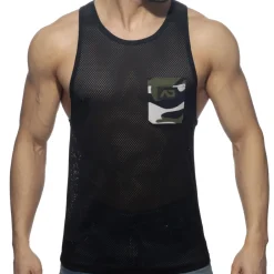 Addicted Débardeurs-Débardeur Poche Contrastée - Noir - Camouflage