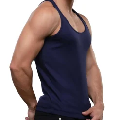 Andrew Christian Débardeurs-Débardeur Shorty Chic Beater Bleu Marine