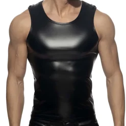 AD Fetish Tenues Sexy|Débardeurs-Débardeur Shoulder Zip Rub Noir