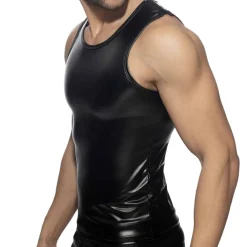 AD Fetish Tenues Sexy|Débardeurs-Débardeur Shoulder Zip Rub Noir