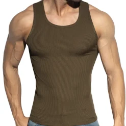 ES Collection Débardeurs-Débardeur Sport Recycled Rib Kaki