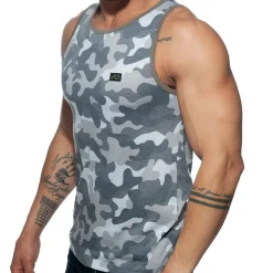 Addicted Débardeurs-Débardeur Washed Camo Gris