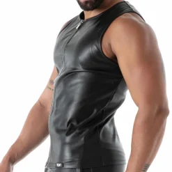 TOF Paris Tenues Sexy|Débardeurs-Débardeur Zippé Kinky Noir