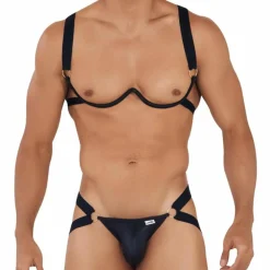 CandyMan Tenues Sexy-Ensemble Harnais Soutien-Gorge - Jock Strap Noir
