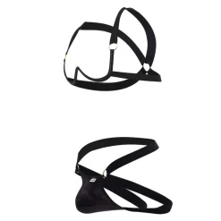 CandyMan Tenues Sexy-Ensemble Harnais Soutien-Gorge - Jock Strap Noir