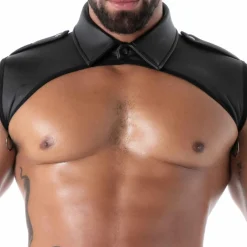 TOF Paris Harnais-Harnais à Col Chemise en Néoprène Noir