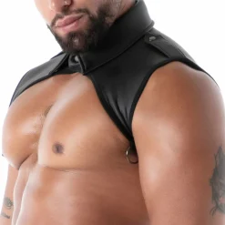 TOF Paris Harnais-Harnais à Col Chemise en Néoprène Noir