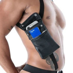 TOF Paris Harnais|Accessoires Sexy-Harnais avec Sacoche en Néoprène Noir