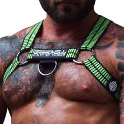 Breedwell Harnais-Harnais Body Hybred Noir - Vert Fluo
