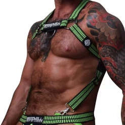 Breedwell Harnais-Harnais Body Hybred Noir - Vert Fluo