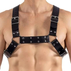 Lookme Harnais-Harnais H Simili Cuir Noir