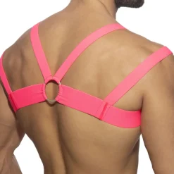 AD Fetish Harnais-Harnais Neon Multi Band Rose Fluo