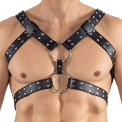 Lookme Harnais-Harnais Simili Cuir à Anneaux Noir