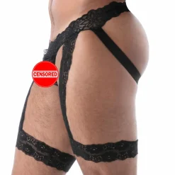 TOF Paris Jockstraps-Jock Chaps en Dentelle Fluide Noir